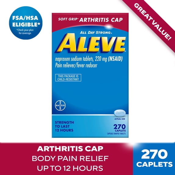 Aleve Caplets Soft Grip Arthritis Cap Naproxen Sodium Pain Reliever, 270 Count