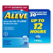 Aleve Caplets Soft Grip Arthritis Cap Naproxen Sodium Pain Reliever, 50 Count