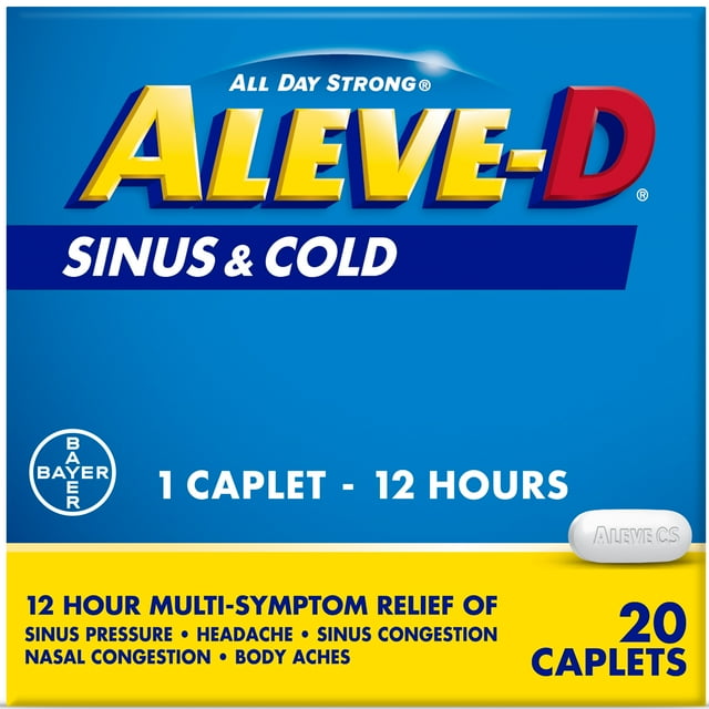 AleveD Sinus & Cold Medicine, 12 Hour MultiSymptom Relief Caplets, 20
