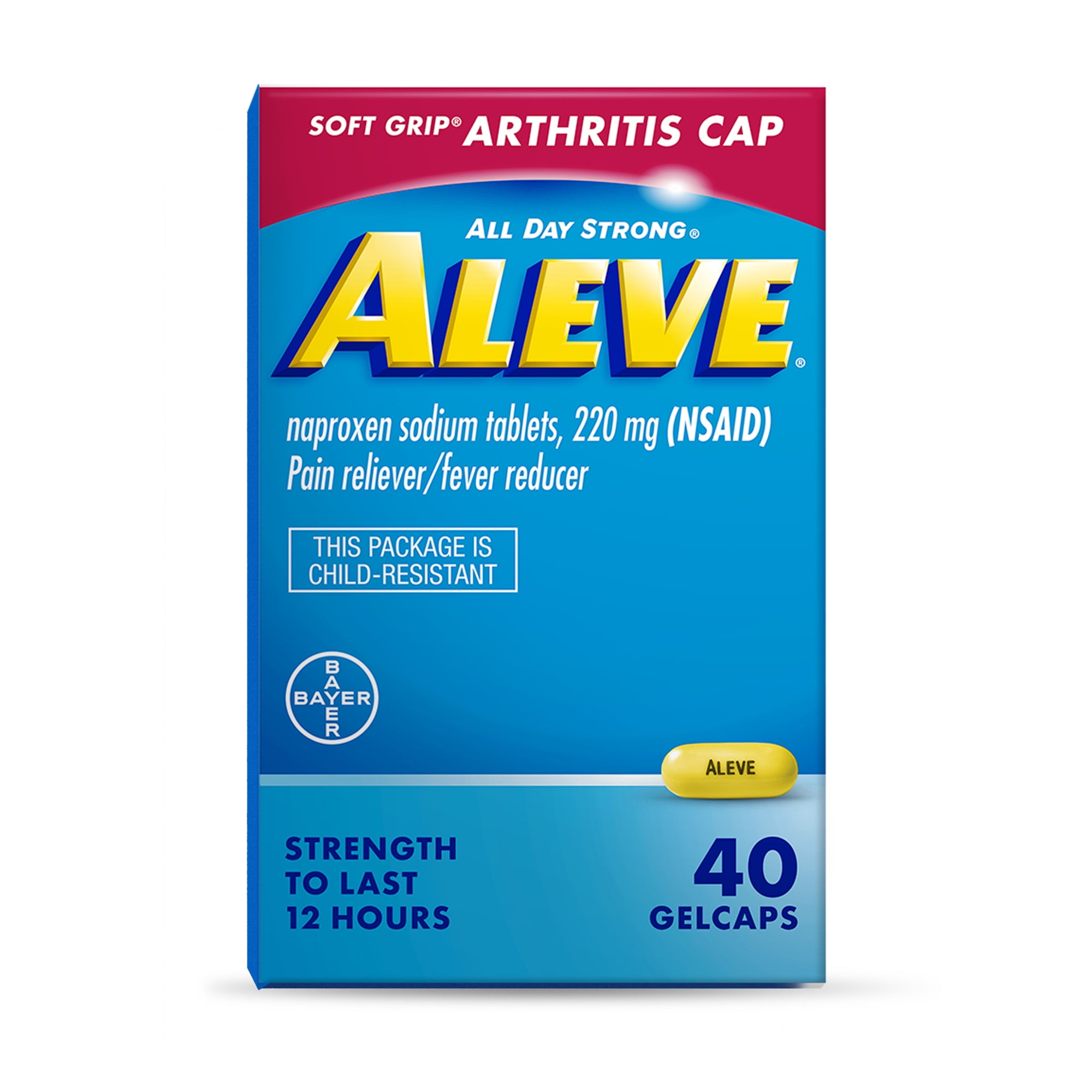 Aleve Gelcaps Soft Grip Arthritis Cap Naproxen Sodium Pain Reliever, 40 Count
