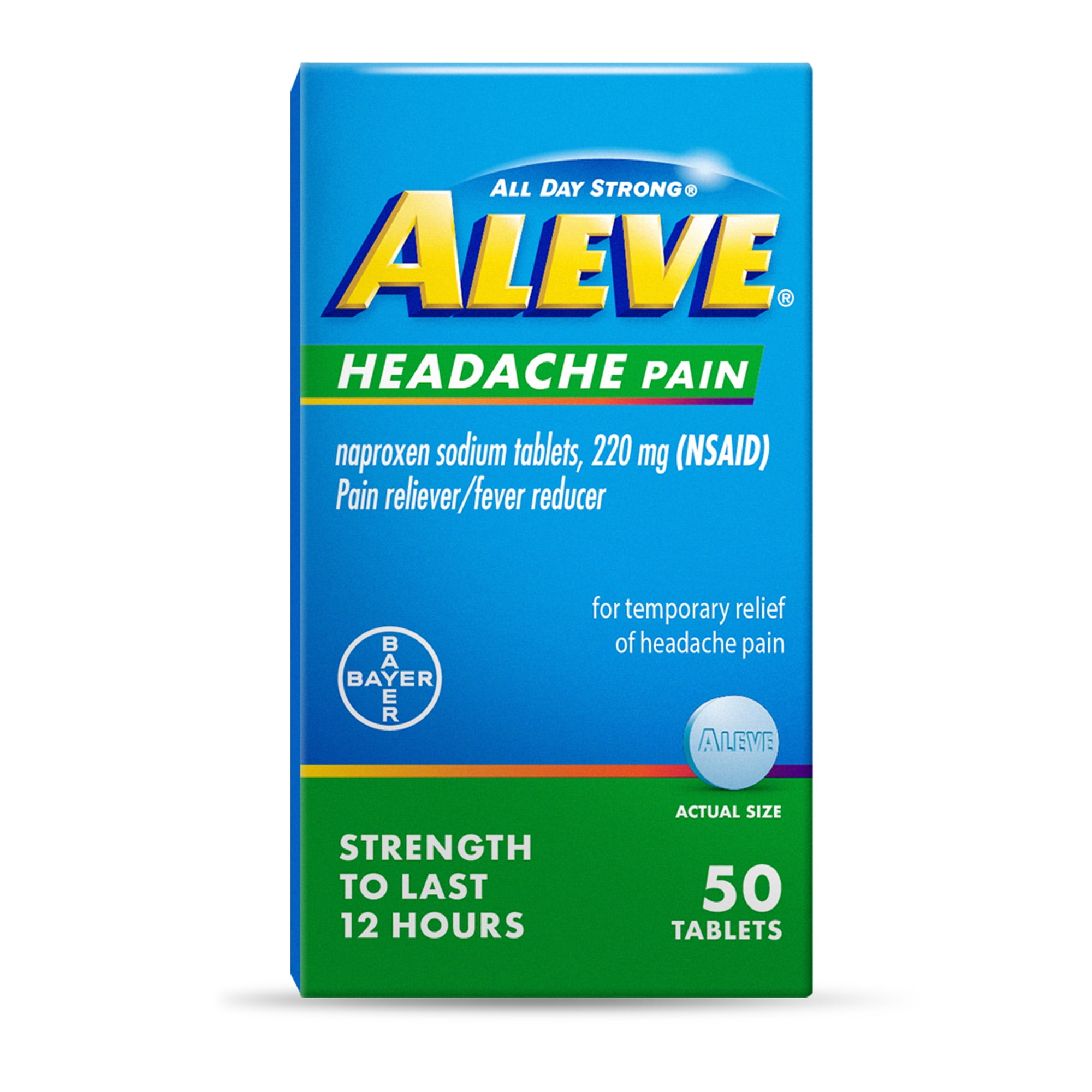 Aleve Headache Pain Reliever Naproxen Sodium Tablets, 50 Count