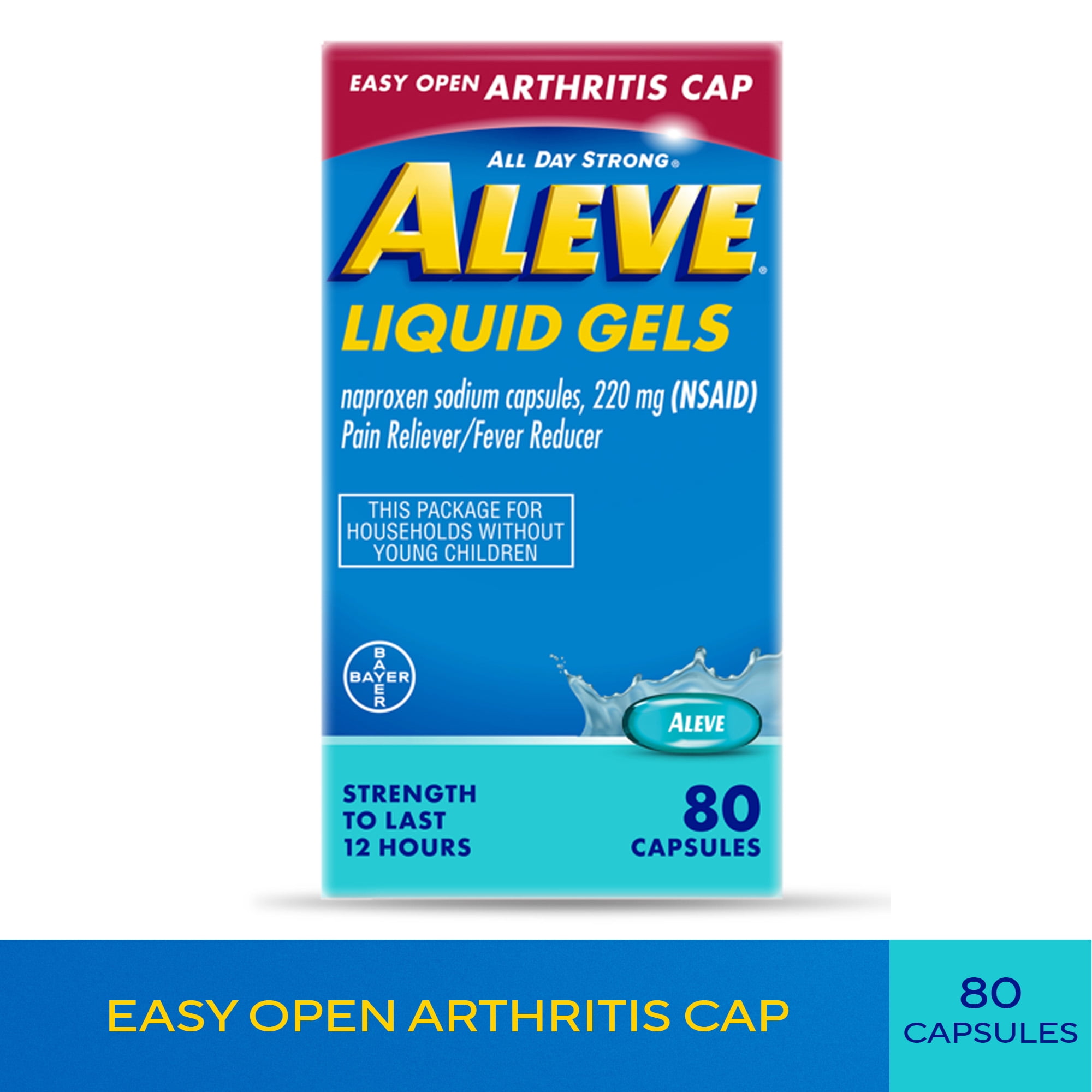 Aleve Pain Relief Liquid Gels Easy Open Arthritis Cap, Naproxen Sodium  80 Count