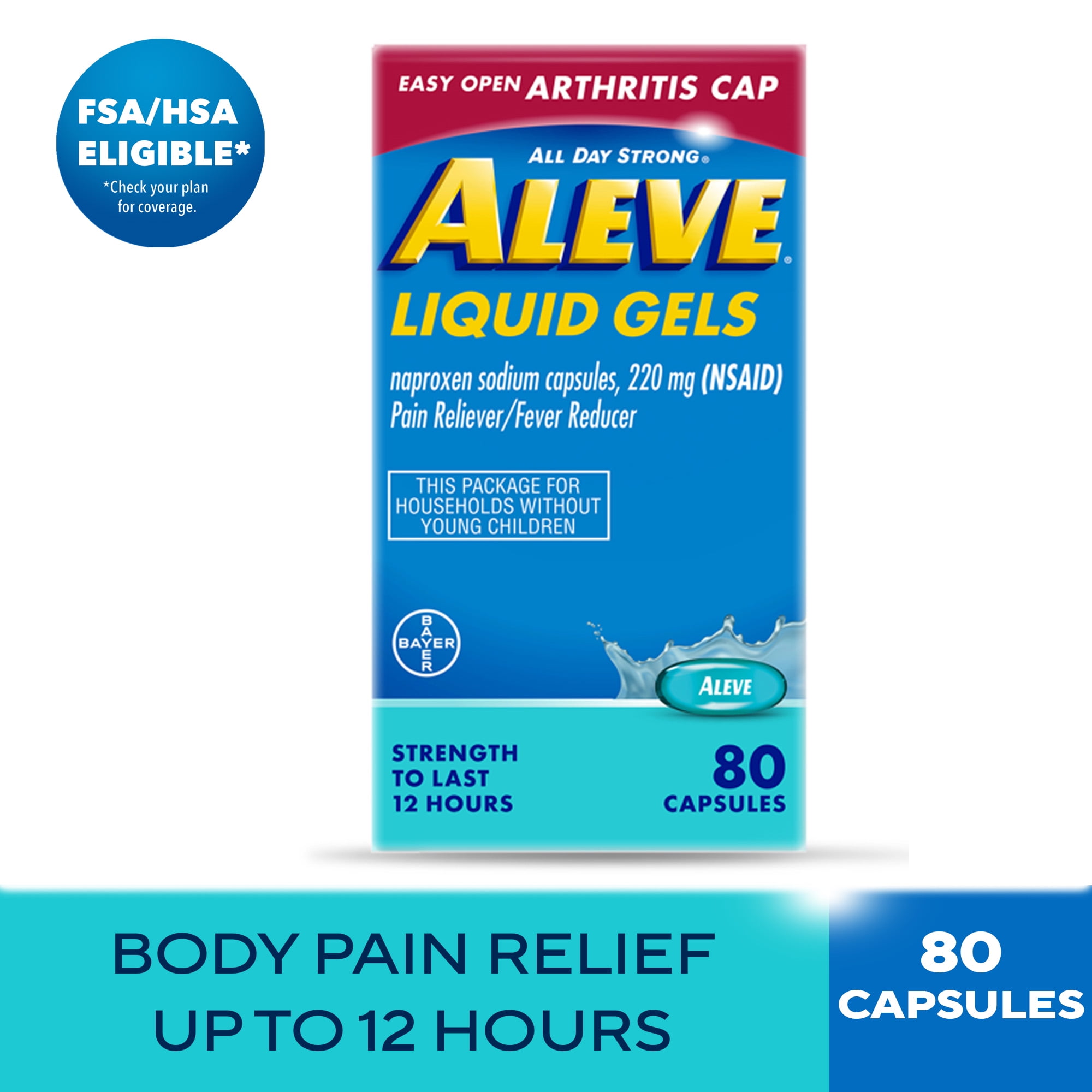 Aleve Pain Relief Liquid Gels Easy Open Arthritis Cap, Naproxen Sodium 80 Count