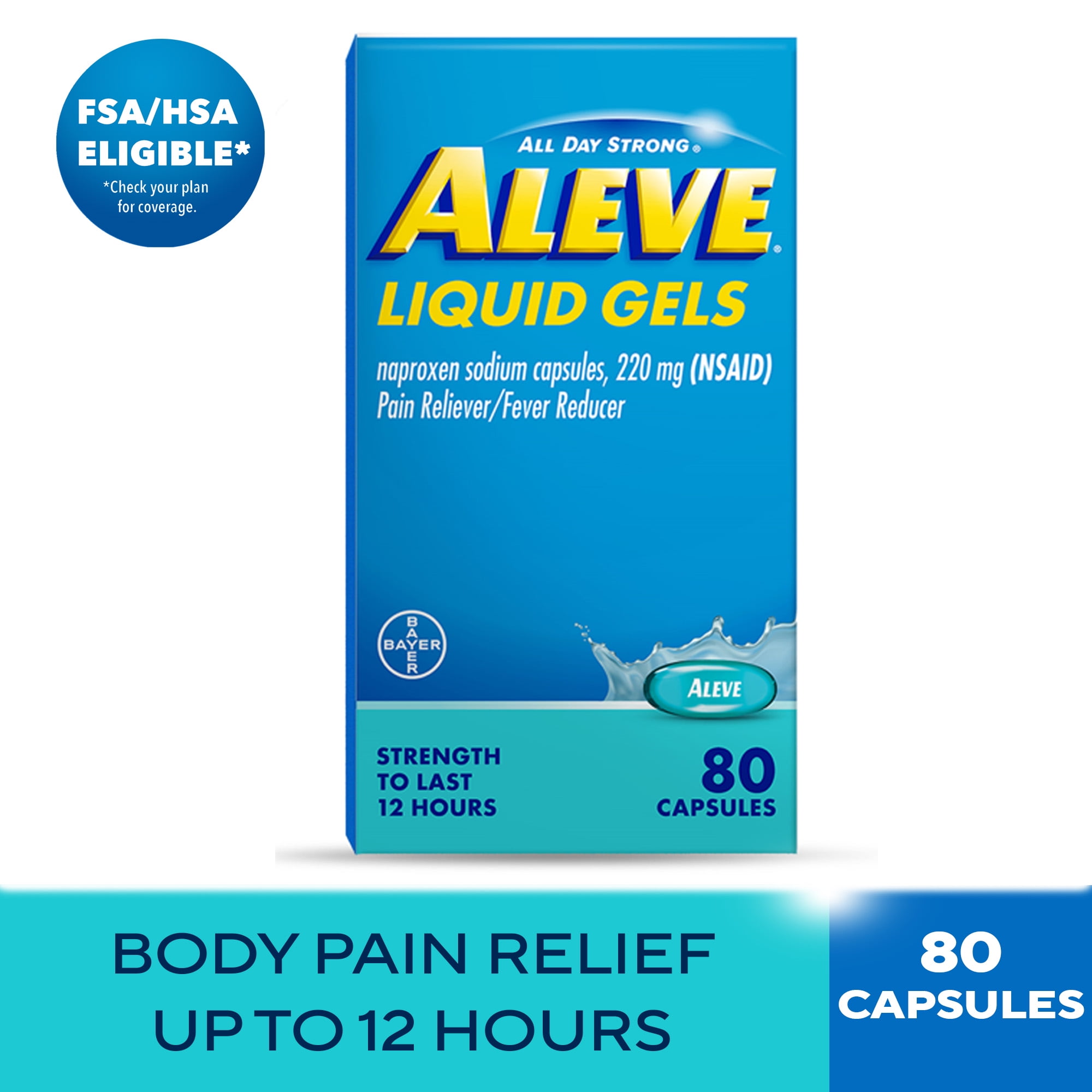 Aleve Liquid Gels Naproxen Sodium Pain Reliever, 80 Count