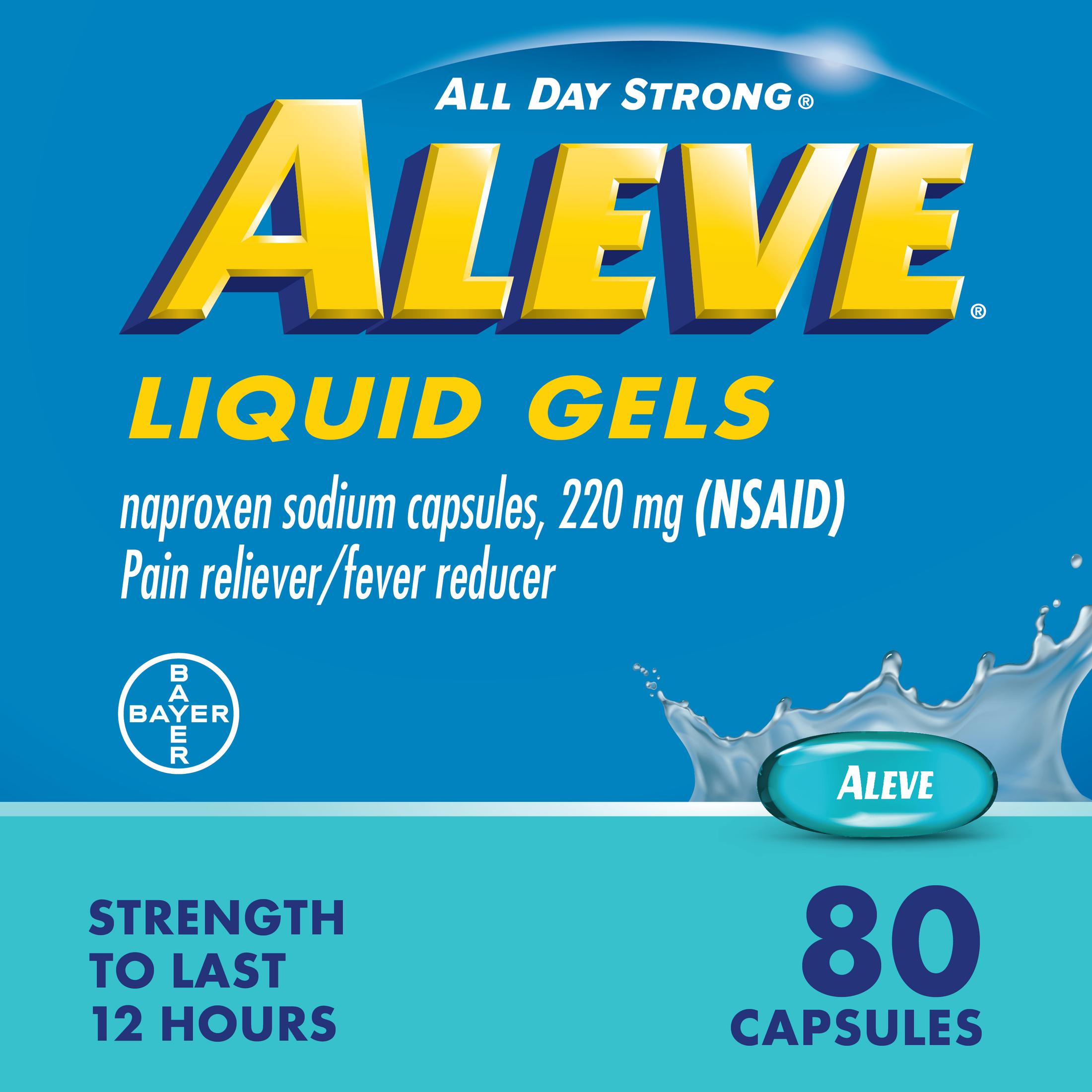 Aleve Liquid Gels Naproxen Sodium Pain Reliever, 80 Count - image 1 of 14