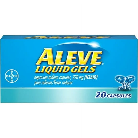 Aleve Liquid Gels with Naproxen Sodium Pain Reliever/Fever Reducer, 220 mg, 20 Ct