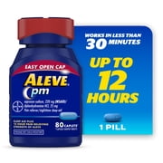 Aleve PM Naproxen Sodium Pain Reliever & Sleep Aid , Easy Open Caplets, 80 Count