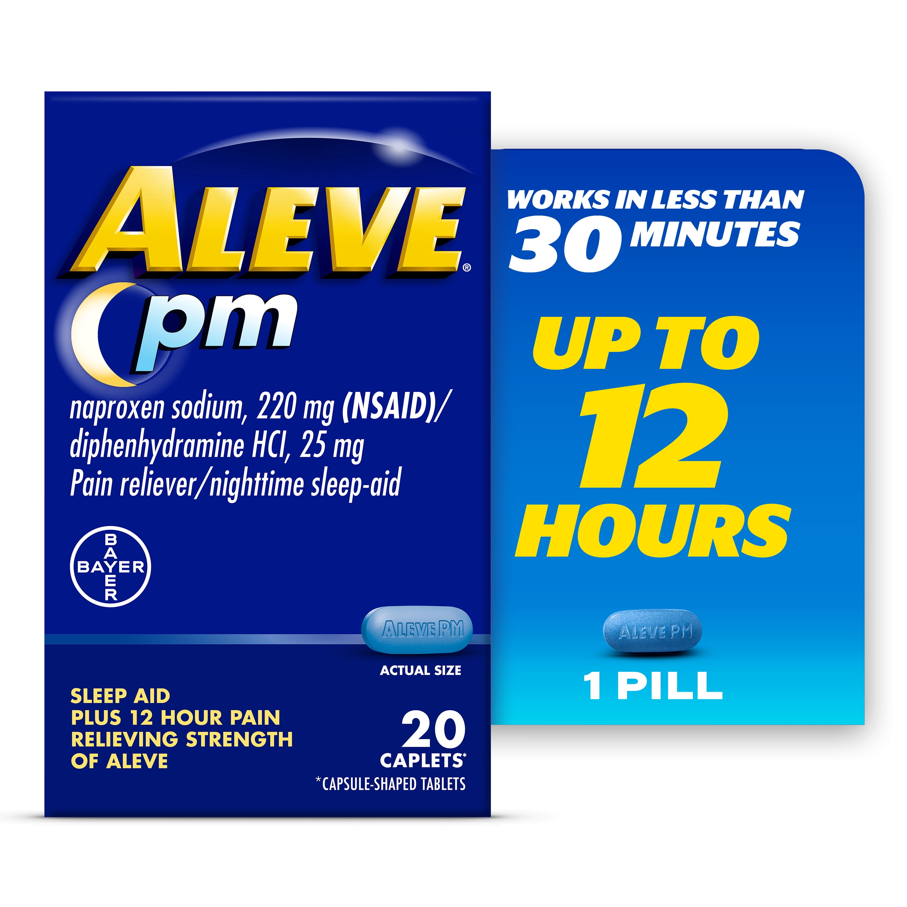 Aleve PM Pain Reliever & Nighttime Sleep Aid Caplets, 20 Count