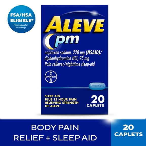 Aleve PM Pain Reliever & Nighttime Sleep Aid Caplets, 20 Count