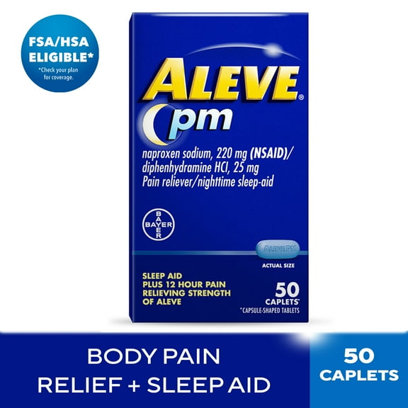 Aleve PM Pain Reliever & Nighttime Sleep Aid Caplets, 50 Count