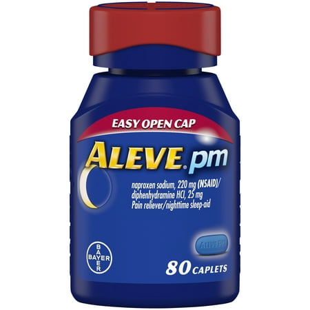 Aleve PM Soft Grip Arthritis Cap Pain Reliever/Nighttime Sleep-Aid Naproxen Sodium Caplets, 220 mg, 80 ct