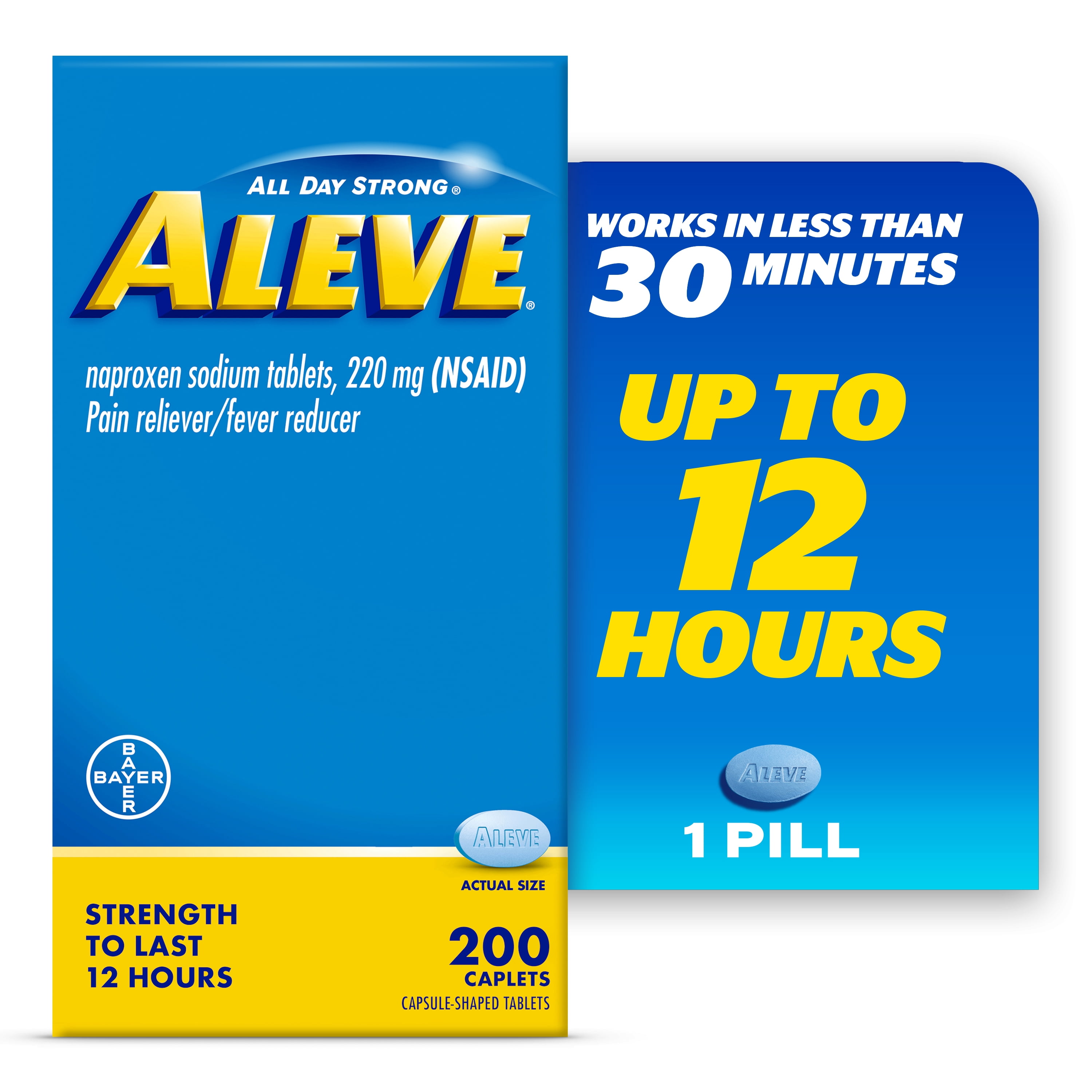 Aleve Pain Reliever & Fever Reducer Naproxen Sodium Caplets, Body Pain Relief, 200 Count