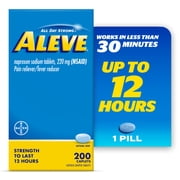 Aleve Pain Reliever & Fever Reducer Naproxen Sodium Caplets, Body Pain Relief, 200 Count