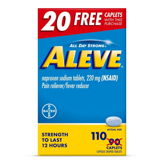 Aleve Caplets Naproxen Sodium Pain Reliever, 90 Count + 20 Count Bonus Pack