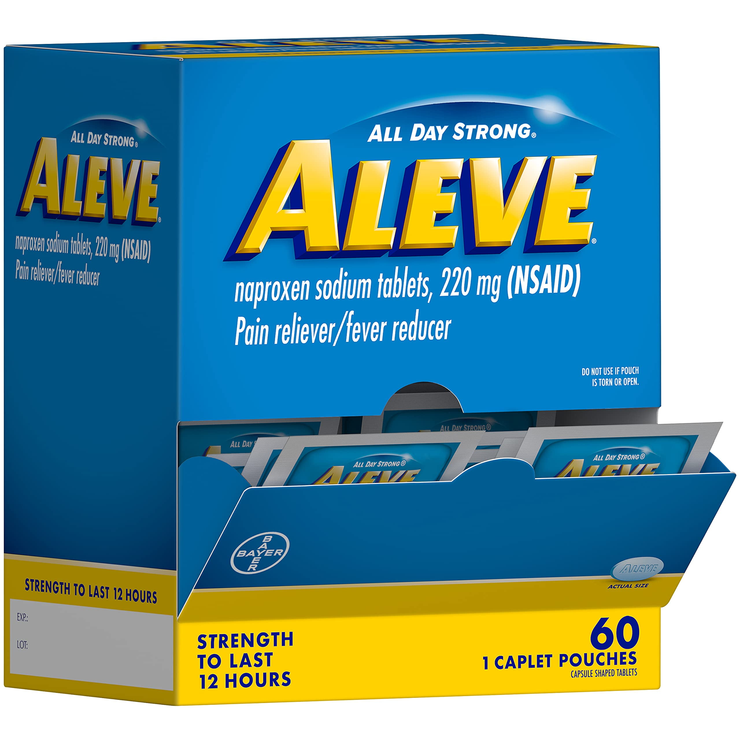 Aleve Pain Reliever & Fever Reducer Naproxen Sodium Caplets, Body Pain ...