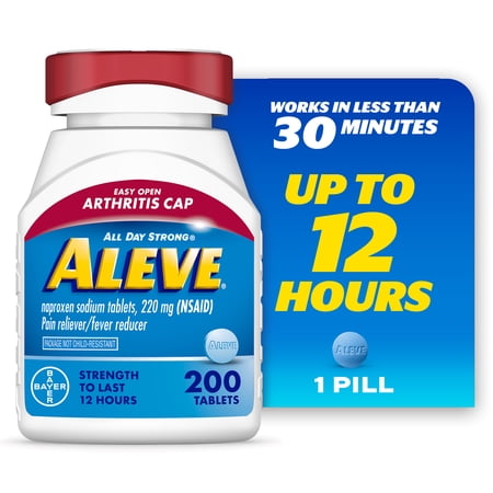 Aleve Pain Relief Tablets Easy Open Arthritis Cap, Naproxen Sodium, 200 Count