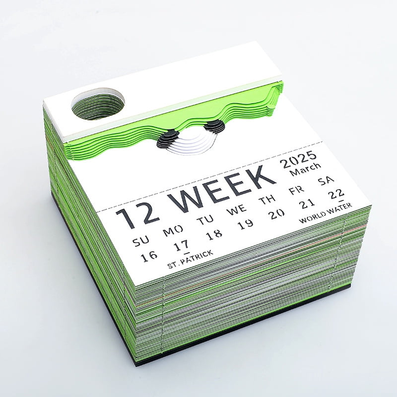 Alex 2025 Desktop Calendar & 3D Memo Pad, Sakura Treehouse Design, 3D