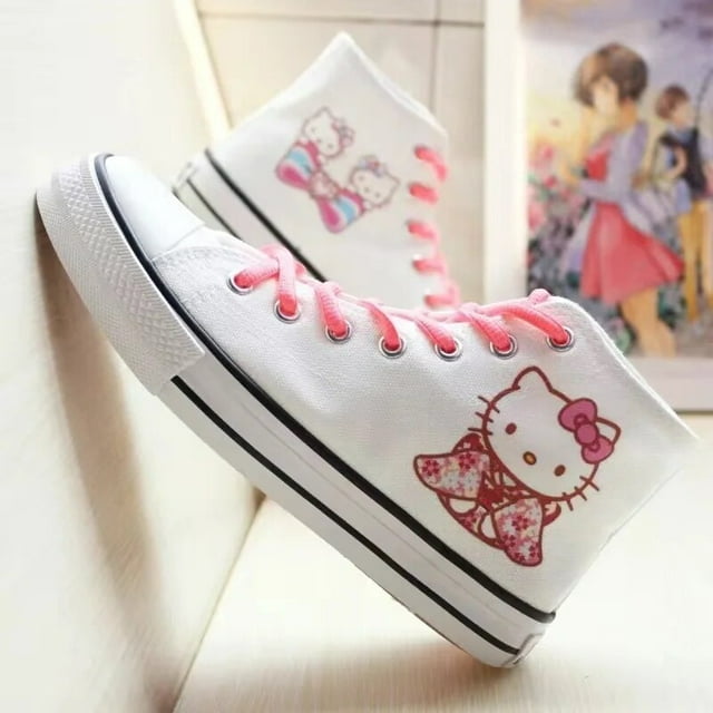 Alex 2025 Hello Kitty White Printed HighTop Unisex Sneakers, Couple’s