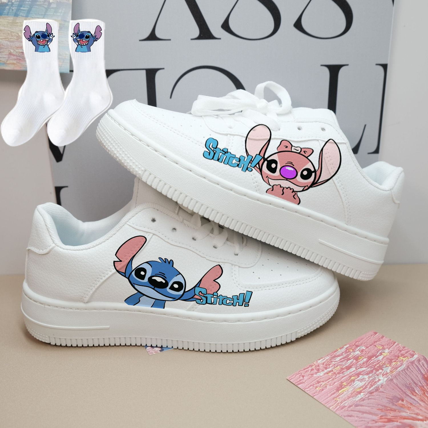 Alex 2025 Kawaii Disney Stitch Cartoon Platform Casual OffWhite