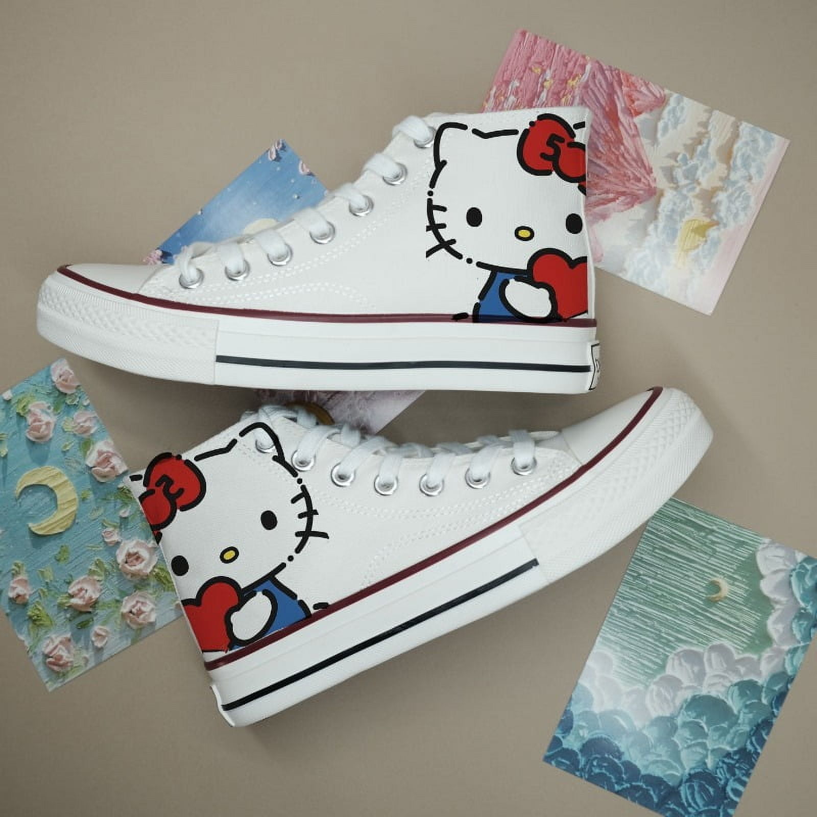 Alex 2025 Kawaii Hello Kitty Printed White Sneakers for Women Sanrio