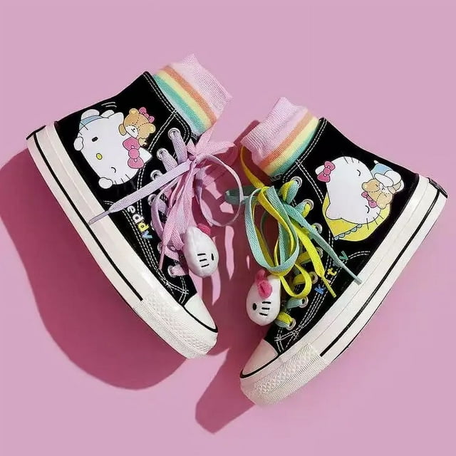 Alex 2025 Sanrio Anime Hello Kitty Print Canvas Shoes, HighTop Unisex