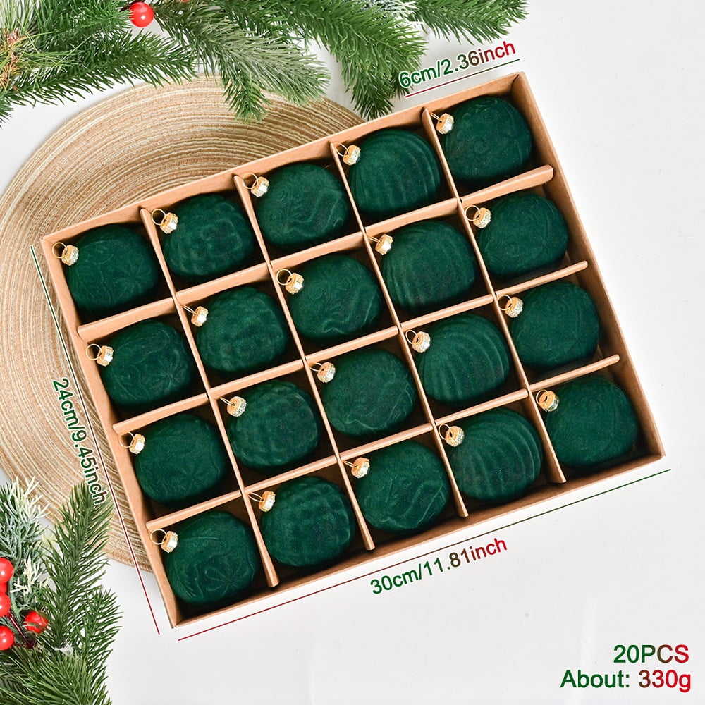 Alex 20Pcs Velvet Christmas Balls, Holiday Hanging Ornaments for Xmas