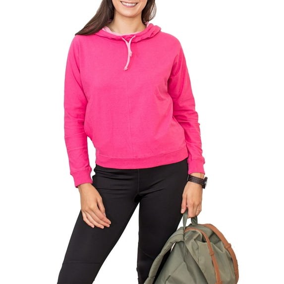 Alex + Abby Women's Funnel Neck Hoodie Pullover Sweatshirt Medium Zuma Pink