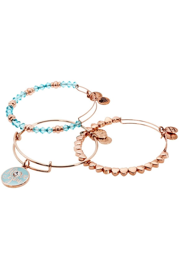 I Love You Set Of 3 Shiny Rose Gold Bangle Bracelet A18SETCI02SR