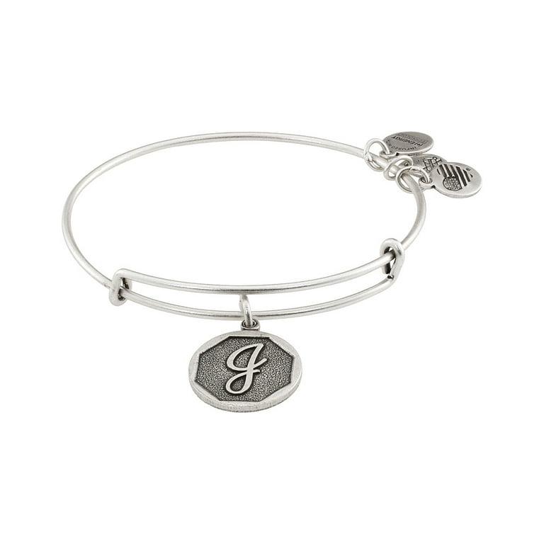 Alex And Ani Initial J Charm Rafaelian Silver Finish Bangle