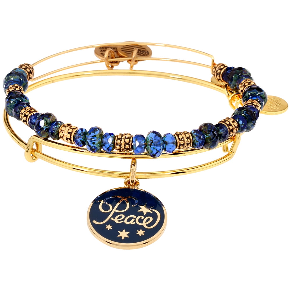 Alex And Ani Peace Navy Art Infusion Set Of Shiny Gold Finish