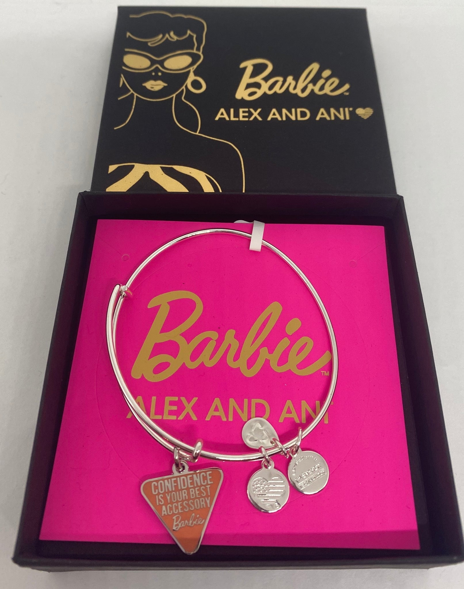 Alex and Ani Barbie Charm Bangle Bracelet SilverConfidence is Your Best  Accessory One Size - Walmart.com