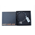 thumbnail image 1 of Alex Ani Silver Finish Peace Beaded Navy Bracelet New with Tag and Box, 1 of 3