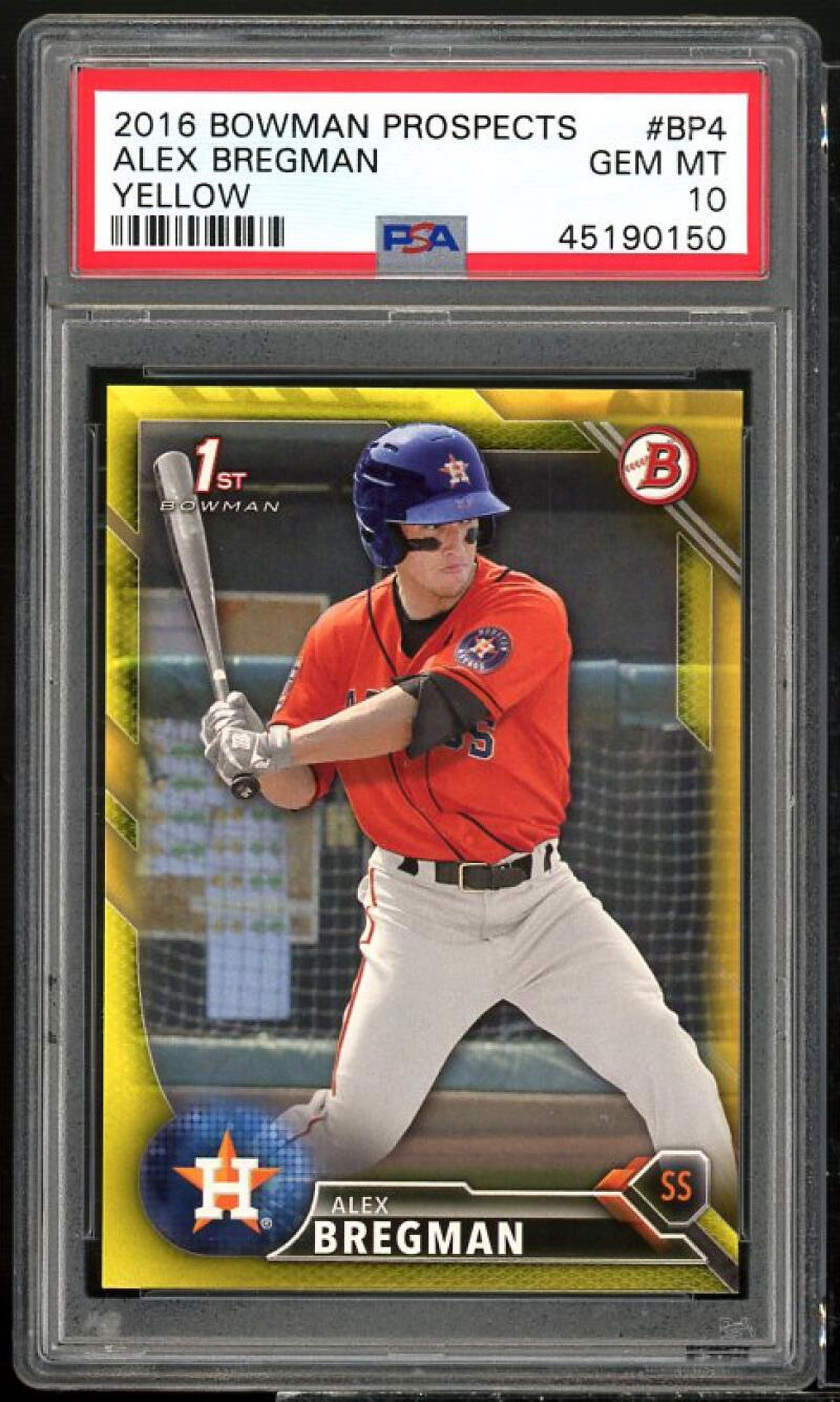 Alex Bregman Rookie Card 2016 Bowman Prospects Yellow BP4 PSA 10