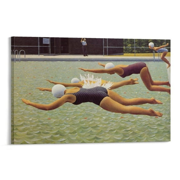 Alex Colville Competitive Swimming Canvas Wall Art Posters For Room Aesthetic And Decor Canvas Painting Wall Art Poster for Bedroom Living Room Decor
