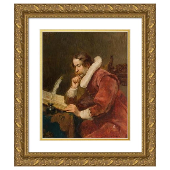 Alex De Andreis 15x18 Gold Ornate Wood Frame and Double Matted Museum Art Print Titled - The Cavalier-Scholar