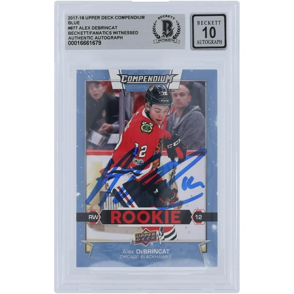 Alex DeBrincat Chicago Blackhawks Autographed 2017-18 Upper Deck Compendium Blue #877 Beckett Fanatics Witnessed Authenticated 10 Rookie Card - Fanatics Authentic Certified