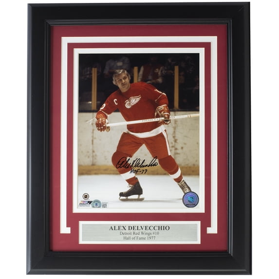 Alex Delvecchio Signed Framed 8x10 Detroit Red Wings Photo BAS