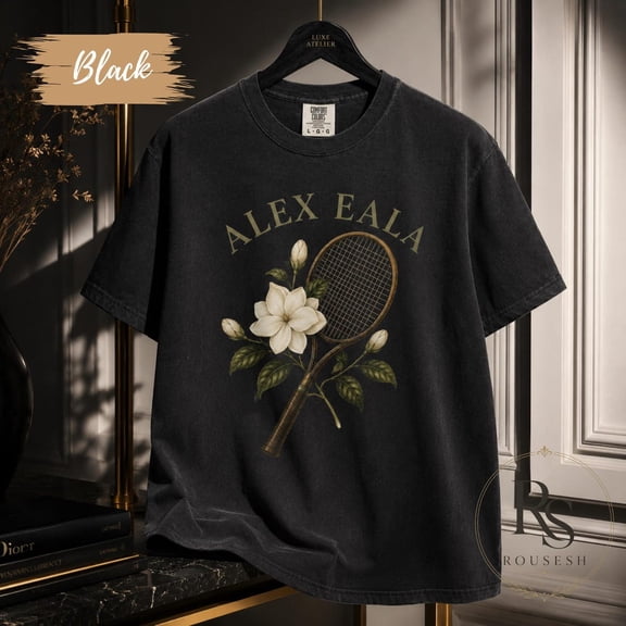Alex Eala Tennis Racket T-Shirt, Sampaguita Floral Graphic Tee, Filipino Tennis Fan Gift Shirt