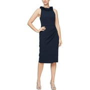 Alex & Eve Womens Ruffle Knee-Length Evening Dress