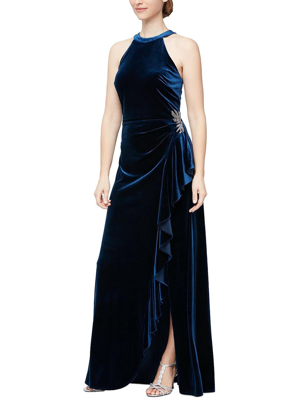 alex and eve evening dresses Alex Evenings Emily Embroidered Fit and Flare Dress ROSE GOLD / 20