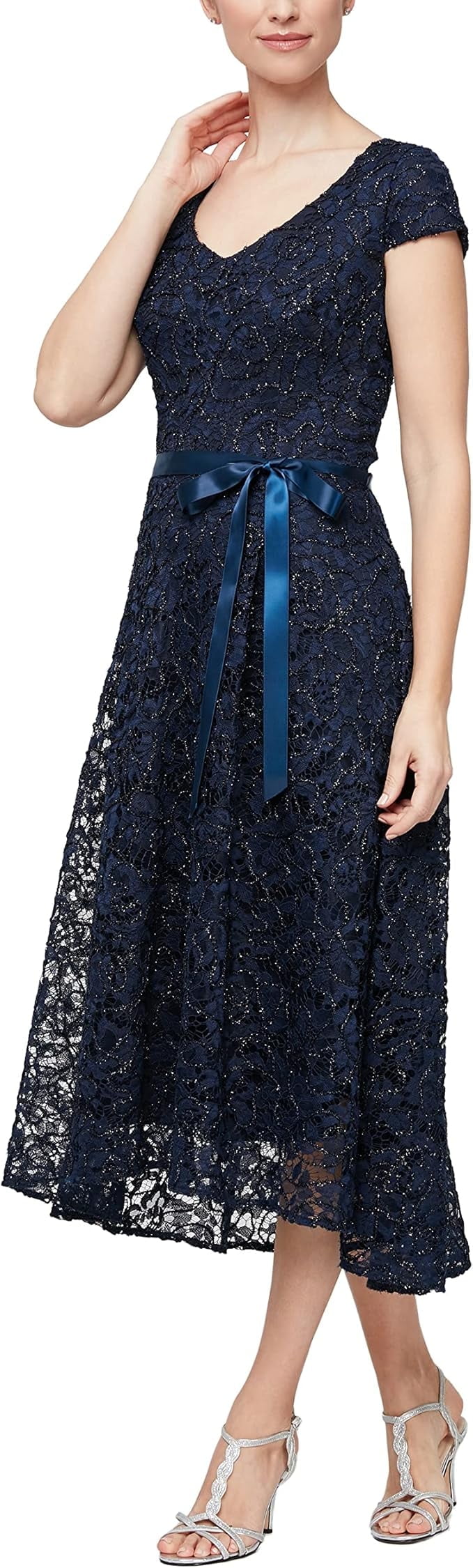 alex evenings embroidered a line dress Embroidered Tulle A-Line Dress main image 0