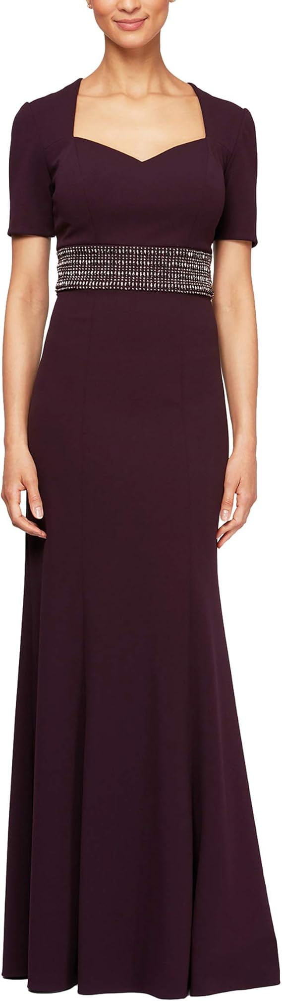 Alex Evenings Women's Embroidered Trumpet Gown Blue Size 14