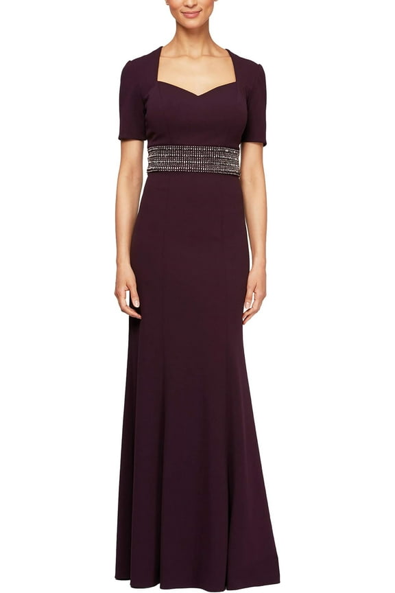 AUBERGINE Women's Embellished Trumpet Gown, US 16