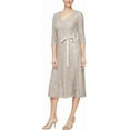 thumbnail image 1 of Alex Evenings Cocktail Dress, V-Neck, 3/4 Sleeve, A-line, Lace, Women's, 1 of 2