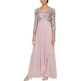 thumbnail image 1 of Alex Evenings Empire Waist 3/4 Sleeve Maxi A-line Lace, Sequined Dress, Women's, 1 of 3