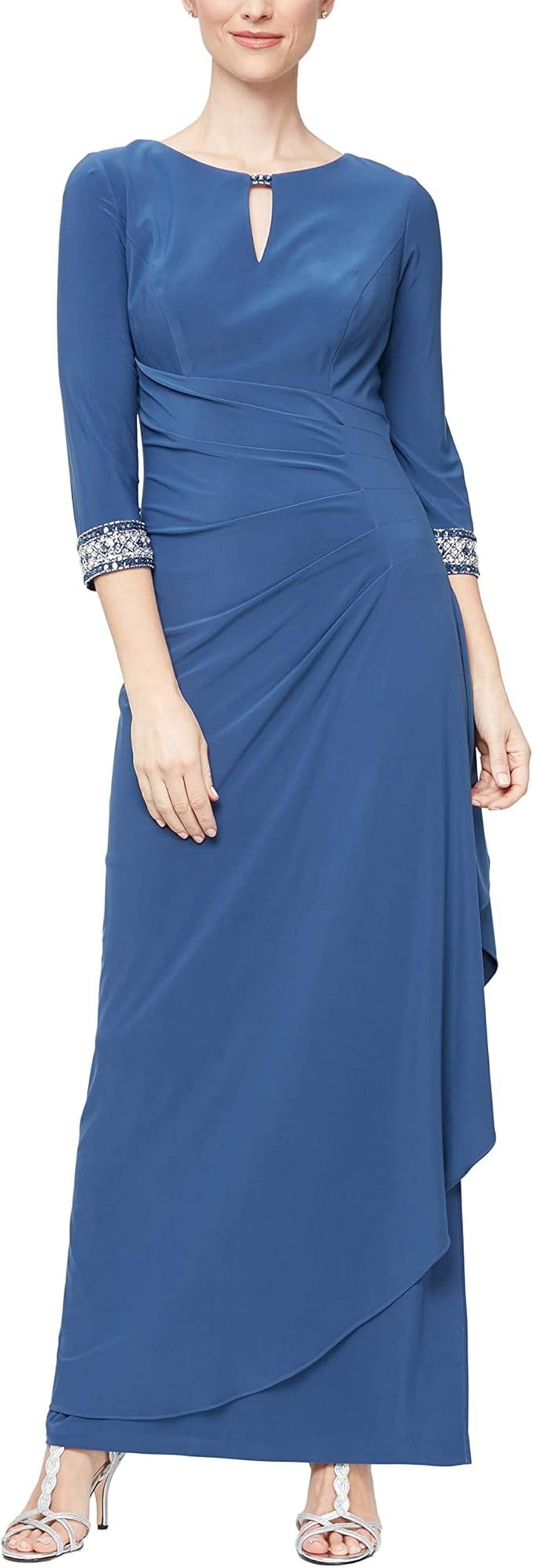 Alex Evenings Keyhole, 3/4 Sleeve, Beaded Dress, Women's - Walmart.com