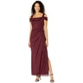 thumbnail image 1 of Alex Evenings Long Glitter Mesh Cold Shoulder Dress (Womens, Fig, 14), 1 of 3