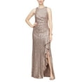 thumbnail image 1 of Alex Evenings Long Sequins Dress with Cascade Ruffle (Womens, Mocha, 14), 1 of 2