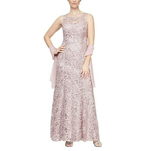 Alex Evenings Long Sleeveless A-line Maxi Lace Dress, Women's