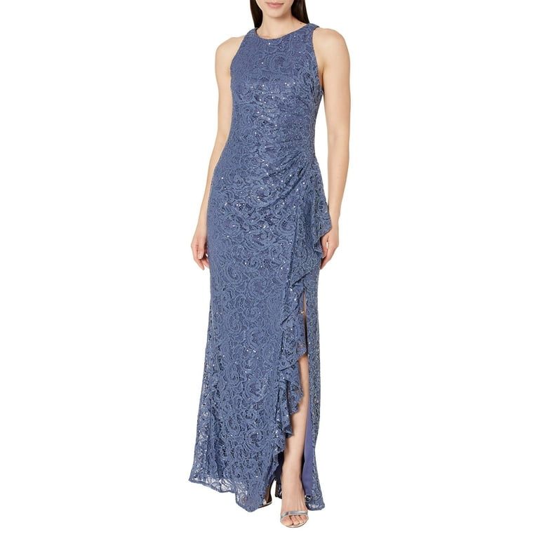Alex Evenings Long Sleeveless Dress with Cascade Ruffle